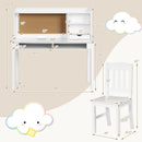 Kids Desk and Chair Set Study Writing Desk with Hutch and Bookshelves