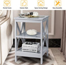 3-Tier X-Design Nightstands with Storage Shelves for Living Room Bedroom