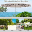 15 Feet Twin Patio Umbrella with 48 Solar LED Lights