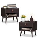 Nightstand Bedroom Table with Drawer Storage Shelf-Brown