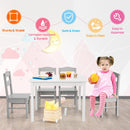 Kids 5 Pieces Table and Chair Set Wooden Children Activity Playroom Furniture Gift-White