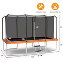8 x 14 Feet Rectangular Recreational Trampoline with Safety Enclosure Net and Ladder