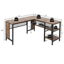 Industrial L-Shaped Corner Computer Desk Office Workstation with Storage Shelves