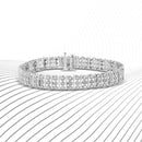.925 Sterling Silver 1.00 Cttw Diamond Multi Row Heart Link Bracelet (H-I Color, I1-I2 Clarity) - 7.25" Inches