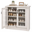 2-Door Shoe Cabinet with Removable Shelves - White
