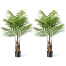 2 Pack 4.2 Feet Tall Artificial Palm Paradise Plant Large Fake Potted Tree-Green
