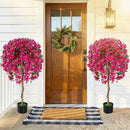 2 Pack Artificial Azalea Trees Faux Floral Plants with Vivid Blooming Flowers
