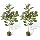 2 Pack 4.3 Feet Tall Artificial Bird of Paradise Plant Fake Banana Leaf-Green