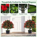 2 Pack Artificial Rose Topiary Ball Trees with PP Cement