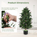 2 Pack Artificial Topiary Cone Tree Faux Potted Shrub Plant with 49 Flowers