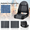 2-Pack Folding High Back Boat Chairs with Sponge Padding and Fixing Bolts-Black