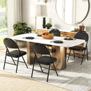 2 Pack Padded Folding Chairs with Metal Frame and Carry Handle-Black