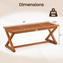 2-Person 44" Solid Wood Outdoor Bench with Slatted Seat for Patio Park Balcony