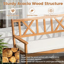 2-Person Acacia Wood Garden Bench with Removable Cushion