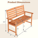 2-Person Wooden Garden Bench with Slatted Backrest and Comfortable Armrests