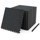 Interlocking Rubber Gym Floor Mats 96 Sq Ft with Borders