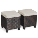 2 Pieces Patio Rattan Ottoman Set with Removable Cushions