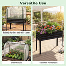 2 Pieces Galvanized Raised Garden Bed with Legs and Greenhouse Cover for Vegetable Flower