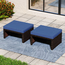 Multipurpose Outdoor 2 Pieces Patio PE Rattan Ottomans Footstool