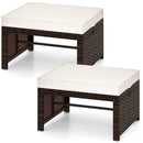 Multipurpose Outdoor 2 Pieces Patio PE Rattan Ottomans Footstool