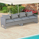 2 Pieces Patio Furniture Sofa Set with Cushions and Sofa Clips