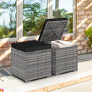 2 Pieces Patio Ottoman with Hidden Storage Space-Mix Grey
