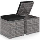2 Pieces Patio Ottoman with Hidden Storage Space-Mix Grey