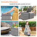2 Pieces Patio Ottoman with Hidden Storage Space-Mix Grey