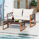 2 Pieces Patio PE Wicker Furniture Set Outside Conversation Set for Porch-White