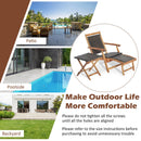 3 Pieces Patio Rattan Folding Lounge Chair Set of 2 with Acacia Wood Table