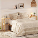 2 Pieces Side Table with Storage Shelves and Bamboo Construction-Natural