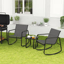 3-Piece Rocking Bistro Set with Glass Table for Patio