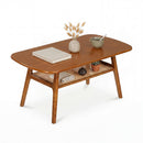 2-Tier Rattan Coffee Table with Rounded Corners