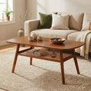 2-Tier Rattan Coffee Table with Rounded Corners