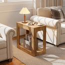 2-Tier End Table with Storage Shelf for Living Room-Oak
