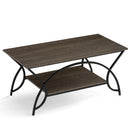 2-Tier Rectangle Coffee Table with Marble Pattern Top