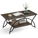 2-Tier Rectangle Coffee Table with Marble Pattern Top