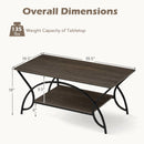 2-Tier Rectangle Coffee Table with Marble Pattern Top