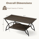 2-Tier Rectangle Coffee Table with Marble Pattern Top