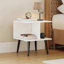 2-Tier End Table with Storage Compartments White