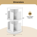 2-Tier Rotating Bookshelf with Dividers and Anti-falling Baffles