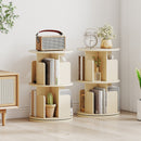 2-Tier Rotating Bookshelf with Dividers and Anti-falling Baffles