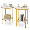 2-Tier Round Coffee Table with Storage Shelf