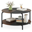 2-Tier Round Coffee Table Metal Frame with Storage Shelf