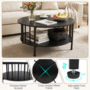 Round Coffee Table with Storage Shelf and Metal Frame