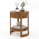 Round End Table with Drawer - 2-Tier Mid Century Modern