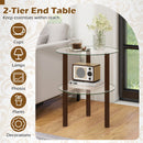 Round End Table with Tempered Glass Top and Shelf