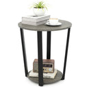 Round End Table with Storage Shelf and Metal Frame