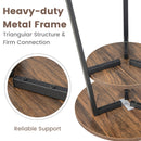 2-Tier Round End Table with Open Shelf and Triangular Metal Frame