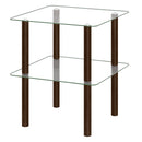 Square End Table with Tempered Glass Top and Shelf